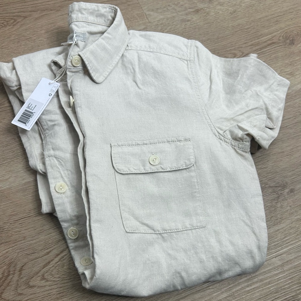 NWT Outerknown Organic Cotton Linen Utility Straight Leg Jumpsuit in Natural